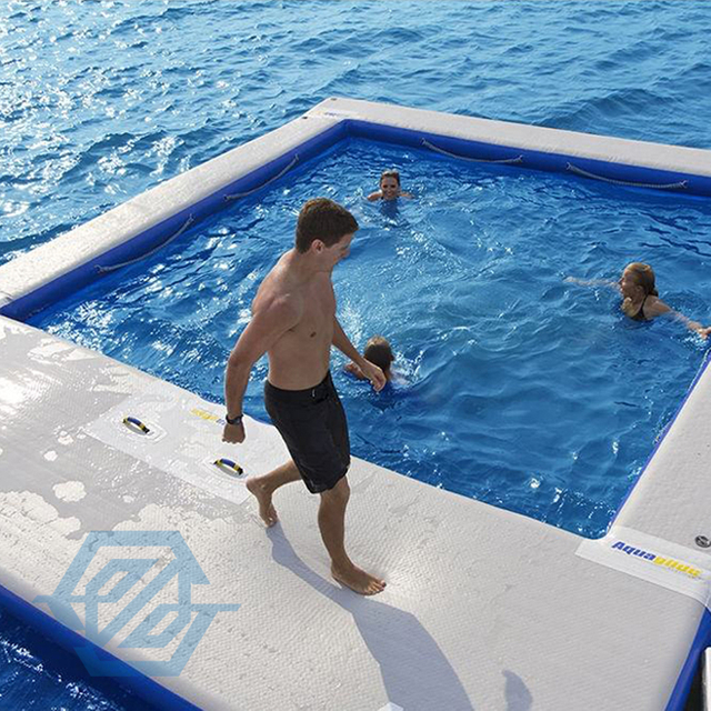 DWF – piscine gonflable en tissu &agrave; Double paroi pour Yacht, flotteur d'oc&eacute;an, piscine de mer avec filet