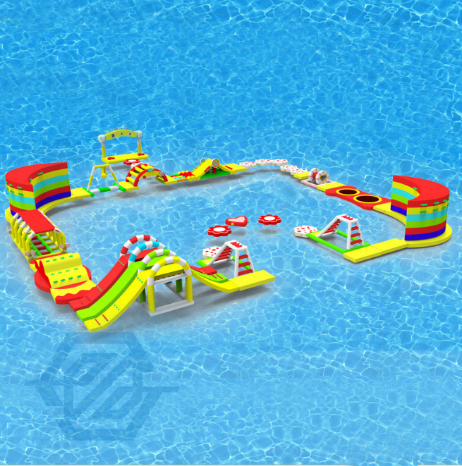 Wasser-Vergn&uuml;gungspark, aufblasbarer schwimmender Wasserpark, riesiger Wasser-Spa&szlig;-Run-Challenge-Park 