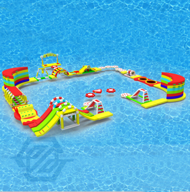 Wasser-Vergn&uuml;gungspark, aufblasbarer schwimmender Wasserpark, riesiger Wasser-Spa&szlig;-Run-Challenge-Park 