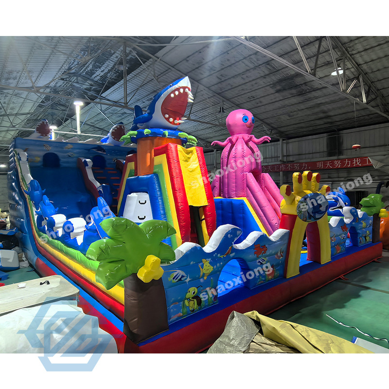  Parque tem&aacute;tico inflable del oc&eacute;ano con tobog&aacute;n de escalada