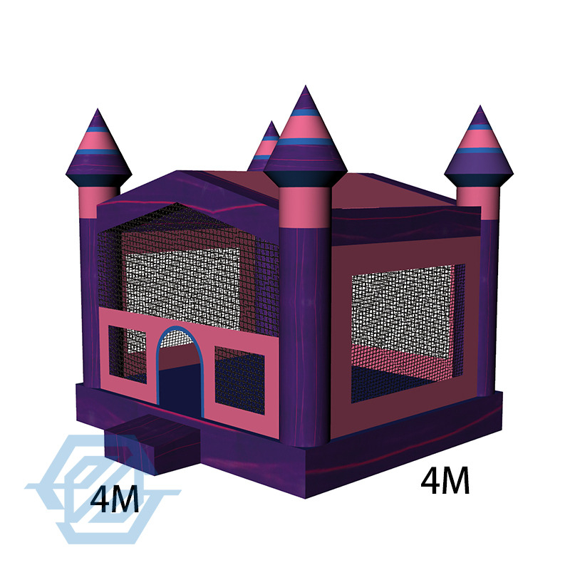 Castillo animoso rosa inflable de PVC de 4x4M para ni&ntilde;os peque&ntilde;os