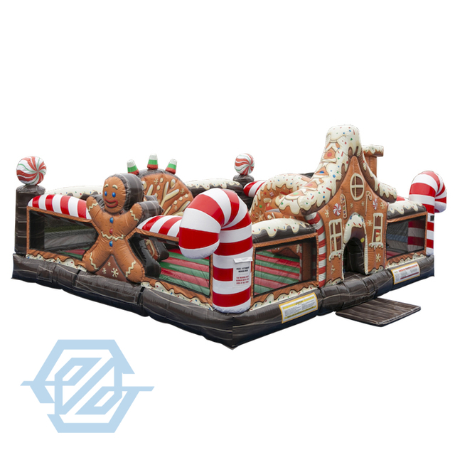 Carrera de obst&aacute;culos inflable de la casa de la despedida de la Navidad del patio