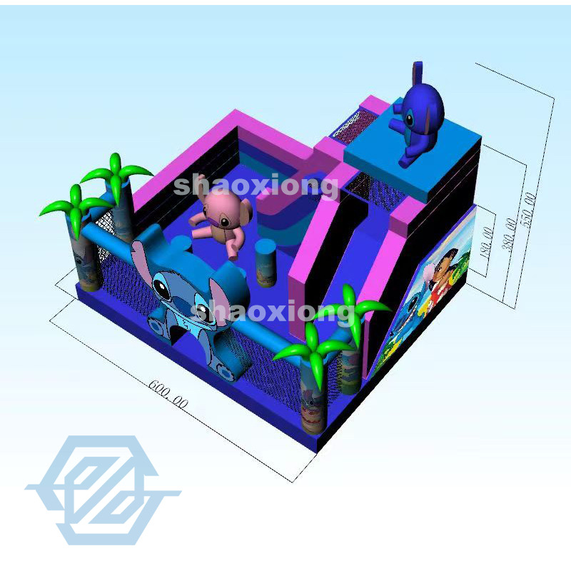 Kommerzielle aufblasbare H&uuml;pfburg mit Stitch-Thema und Rutsche
