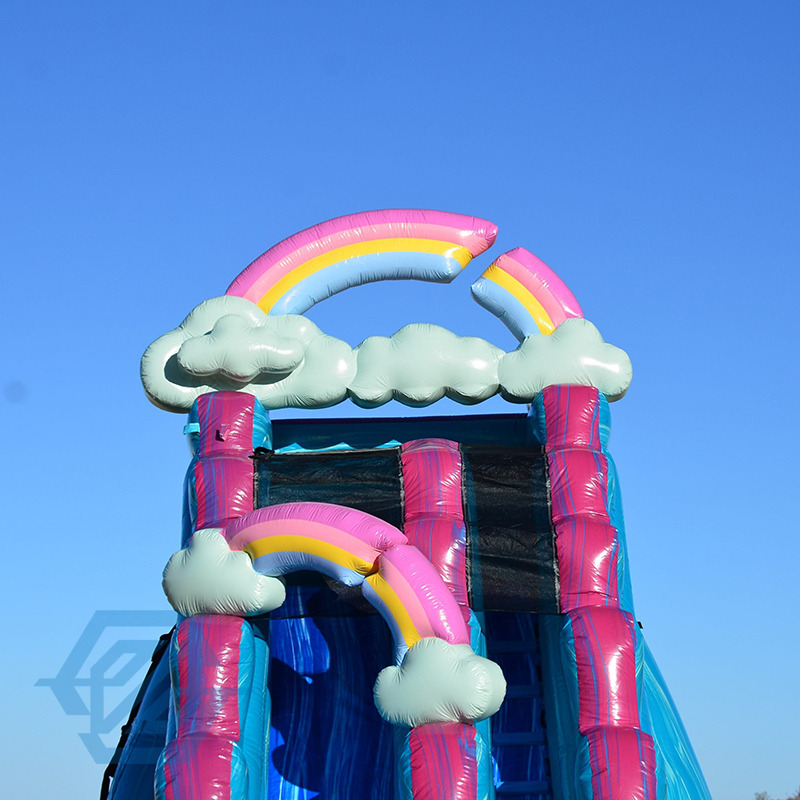 Aufblasbare Regenbogen-gro&szlig;e Wasserrutschen, abnehmbarer Pool mit Gebl&auml;se