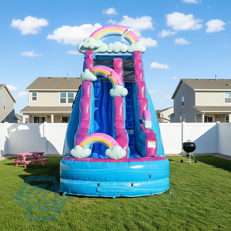  Aufblasbare Regenbogen-gro&szlig;e Wasserrutschen, abnehmbarer Pool mit Gebl&auml;se