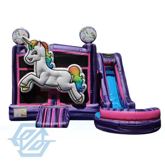 Diapositiva inflable del castillo de las casas del salto de la casa animosa inflable del unicornio