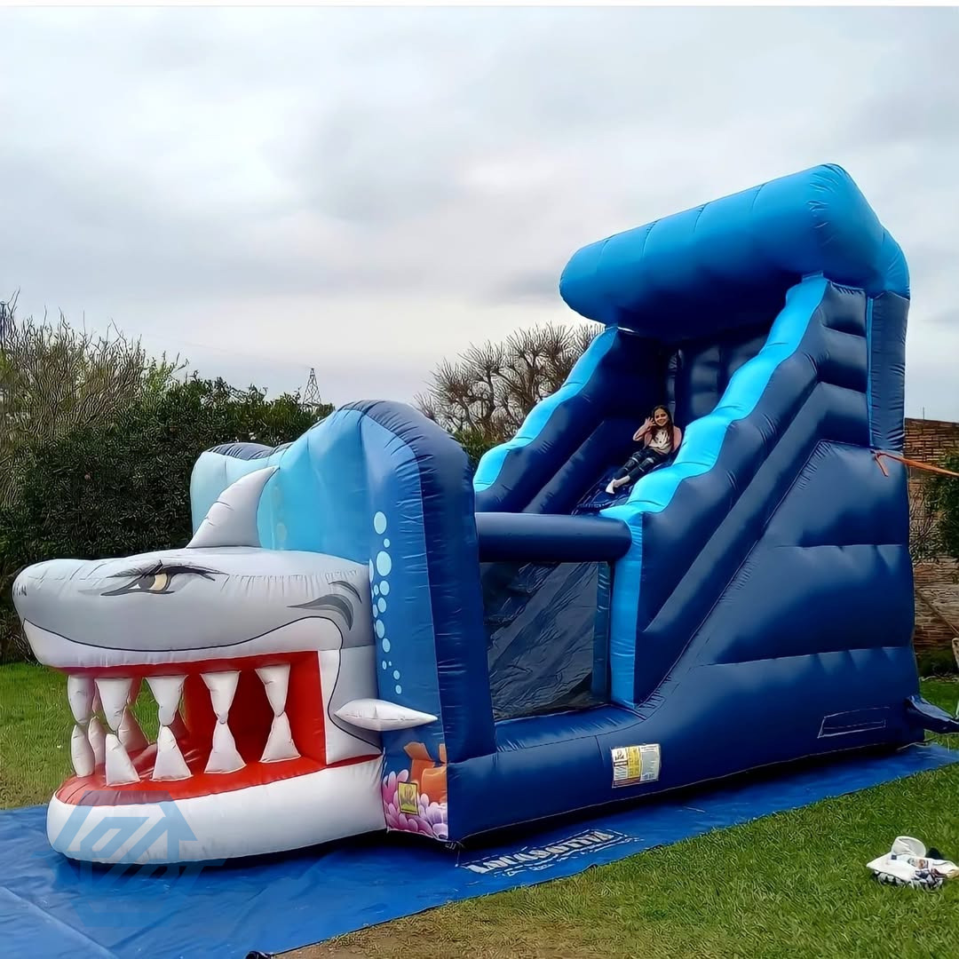Diapositivas inflables al aire libre del castillo del tema del oc&eacute;ano del tibur&oacute;n de los ni&ntilde;os 