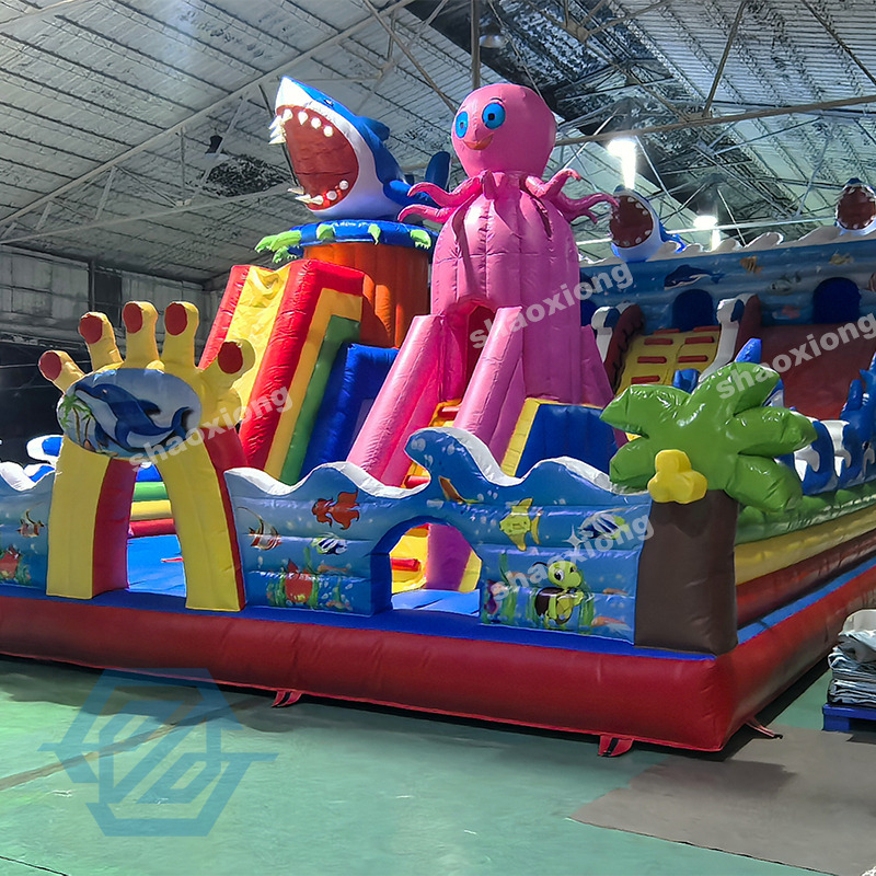  Parque tem&aacute;tico inflable del oc&eacute;ano con tobog&aacute;n de escalada