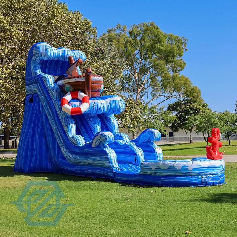  Th&egrave;me de bateau pirate gonflable, grandes glissades d'eau, piscine d&eacute;tachable