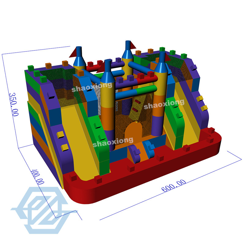 Diapositivas dobles inflables de la casa de la despedida del bloque de los ni&ntilde;os al aire libre combinadas