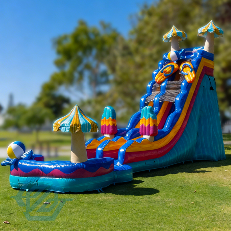  Grands toboggans gonflables pour f&ecirc;te sur la plage, avec piscine amovible