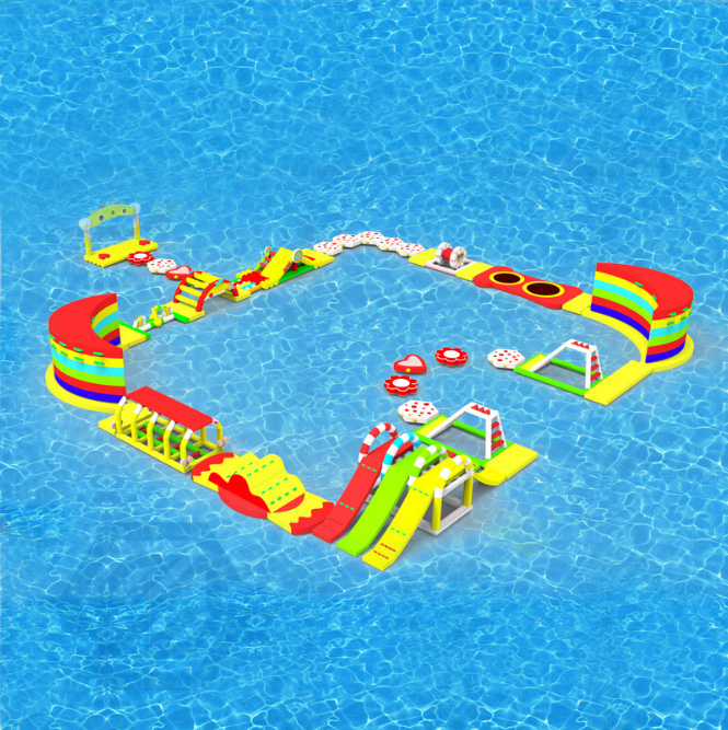 Wasser-Vergn&uuml;gungspark, aufblasbarer schwimmender Wasserpark, riesiger Wasser-Spa&szlig;-Run-Challenge-Park 