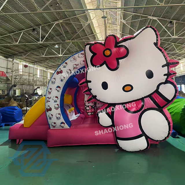 Maison de rebond gonflable commerciale Hello Kitty avec toboggan