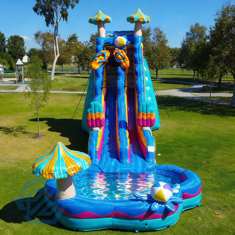  Grands toboggans gonflables pour f&ecirc;te sur la plage, avec piscine amovible