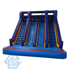 Aufblasbare zweispurige Wasserrutsche mit Pool f&uuml;r Kinder