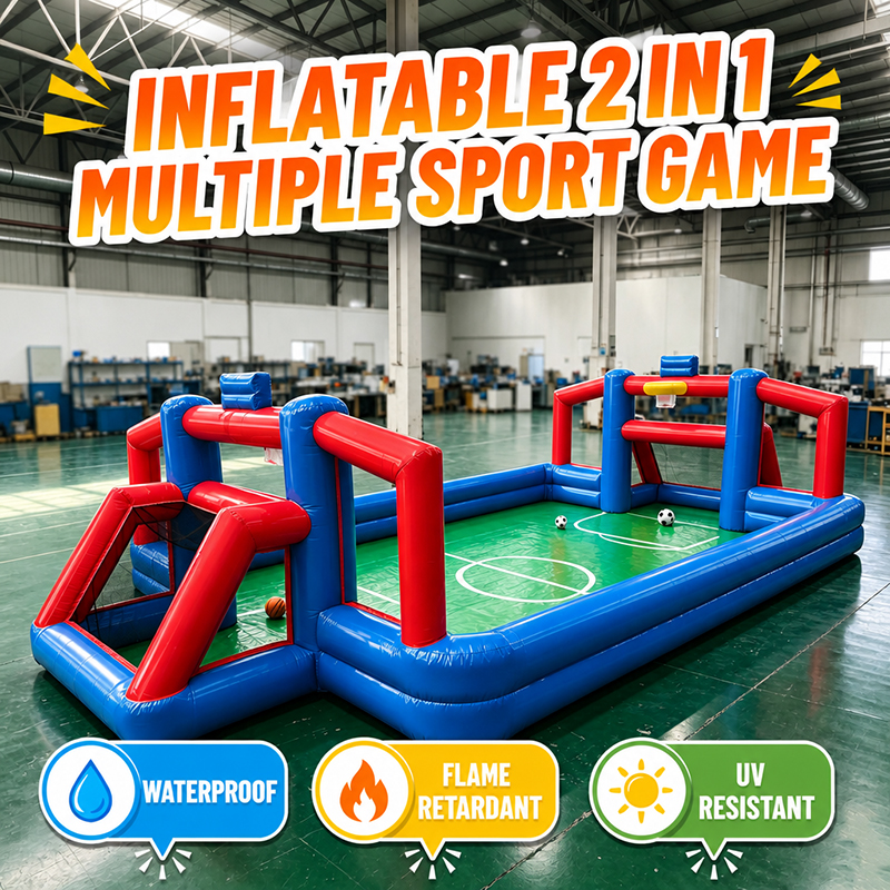 Jeu de sport gonflable 2 pouces avec terrain de football et panier de basket-ball