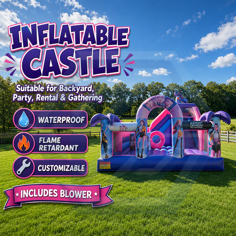 Casa inflable K-Pop Demon Hunters con tobog&aacute;n