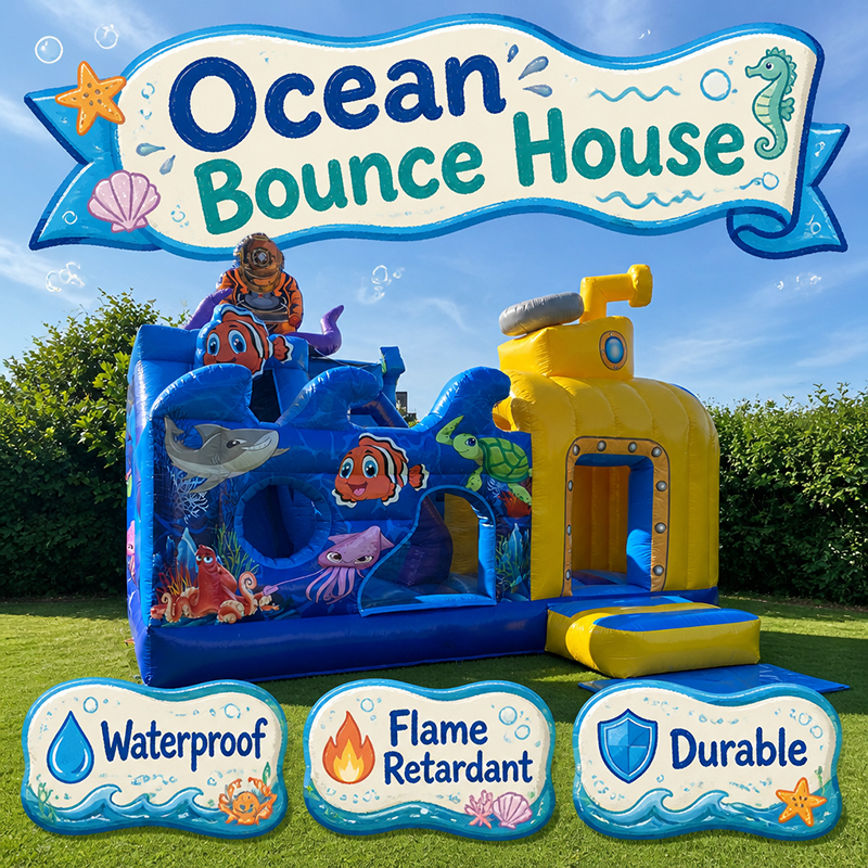 Maisons gonflables sur le th&egrave;me de l'oc&eacute;an pour les centres de divertissement familial